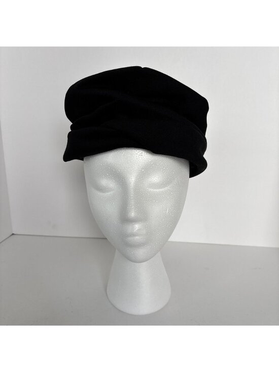Vintage Womens Amy Hat for Hutzler’s Baltimore 1950s Black Draped Cap main image 5